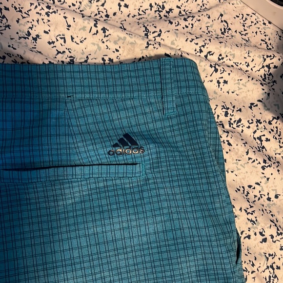 Adidas golf shorts 2 pair. Light green and checkered blue Mens size 40 - Picture 7 of 7